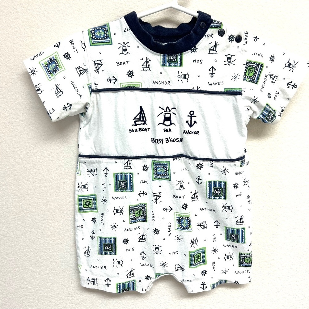 Rare Vintage Baby B'gosh Sz 6-9 Months Shorts Overalls Bibs Shortalls Nautical